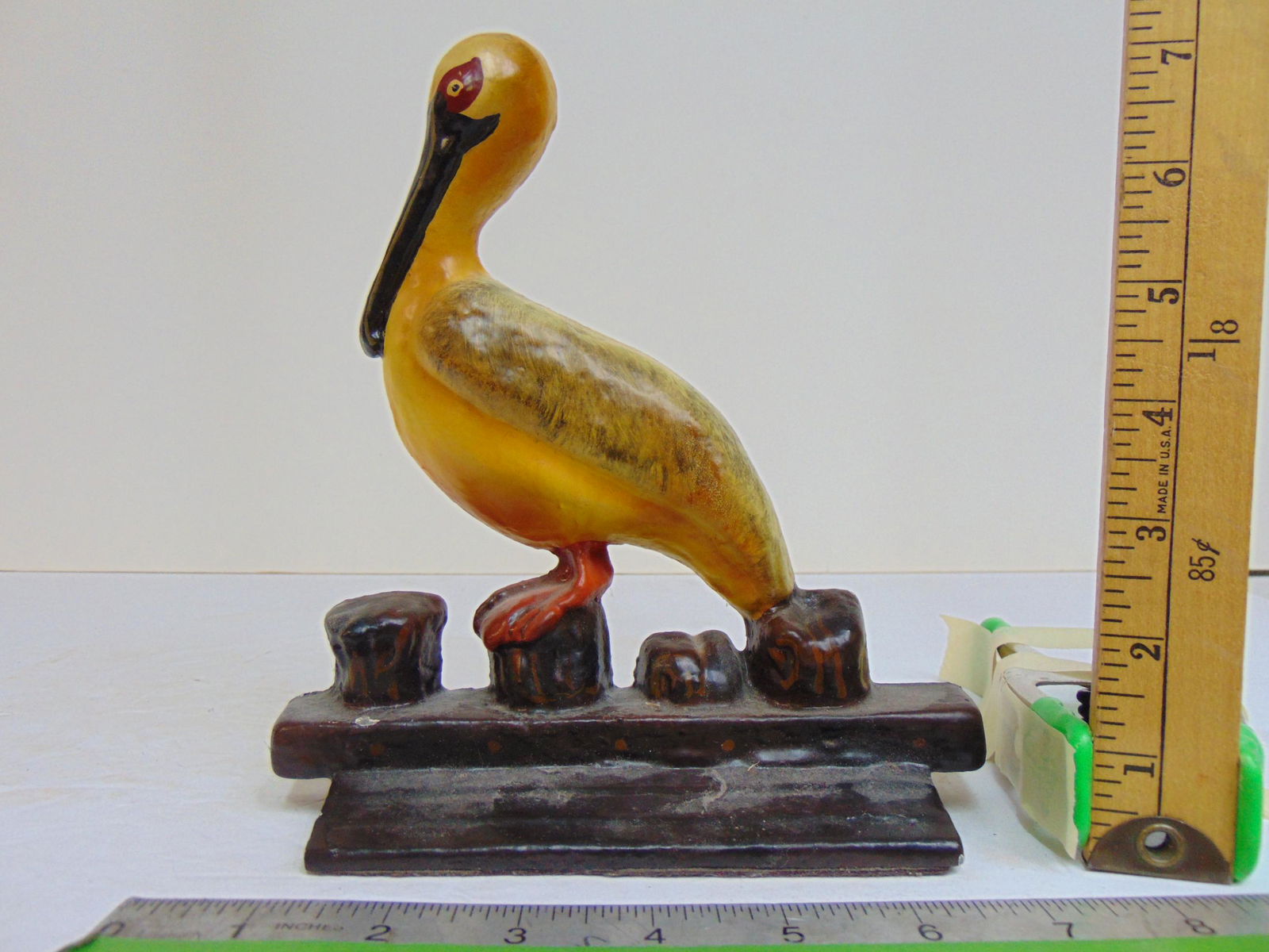 Albany Foundry Pelican on dock, cast iron doorstop, 7.25" wide, height is 8". (1 of 6)