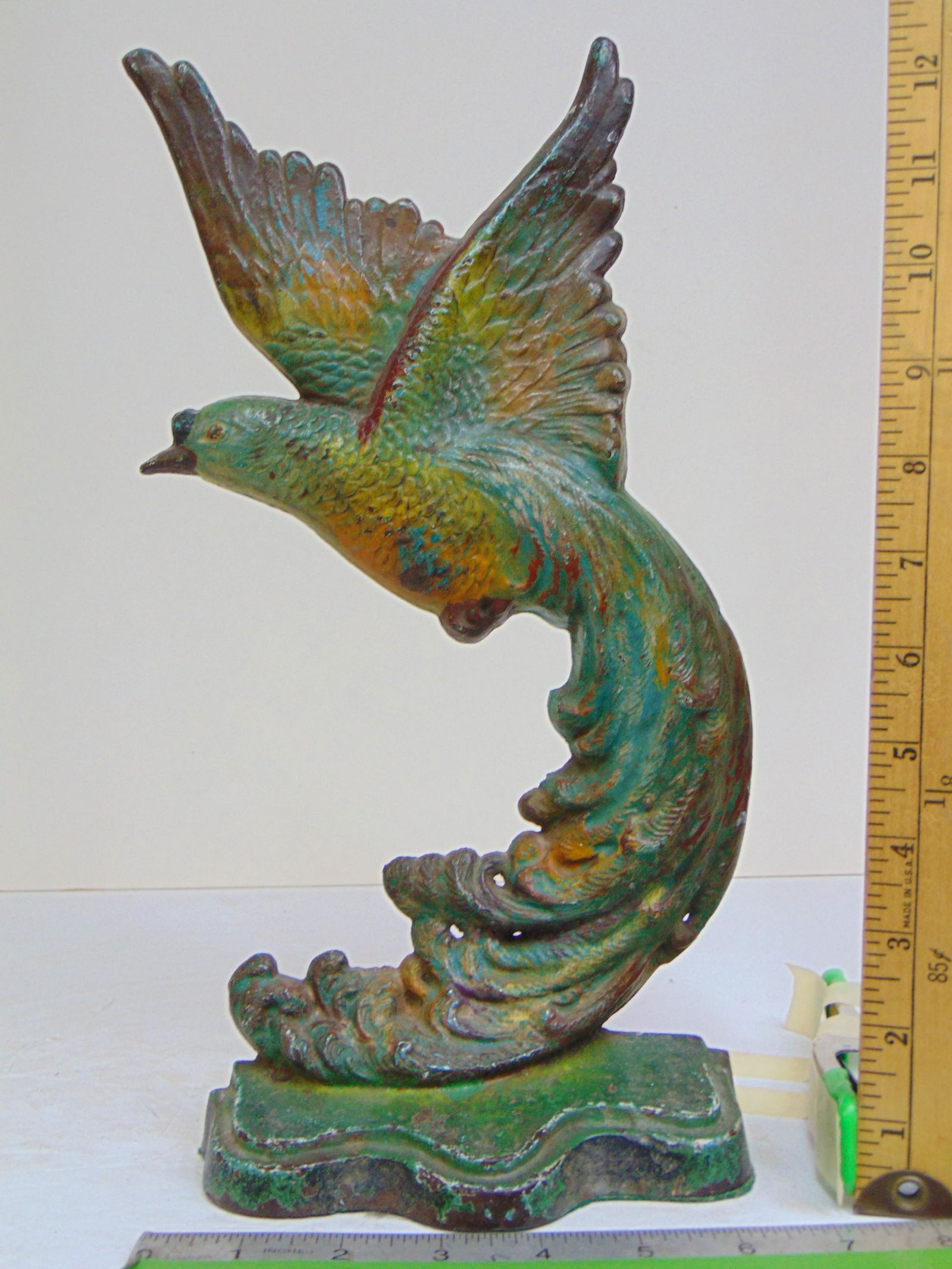 Lacs USA cast iron doorstop, exotic bird with spread wings, height is 13.5": Lacs USA cast iron doorstop, exotic bird with spread wings, height is 13.5"