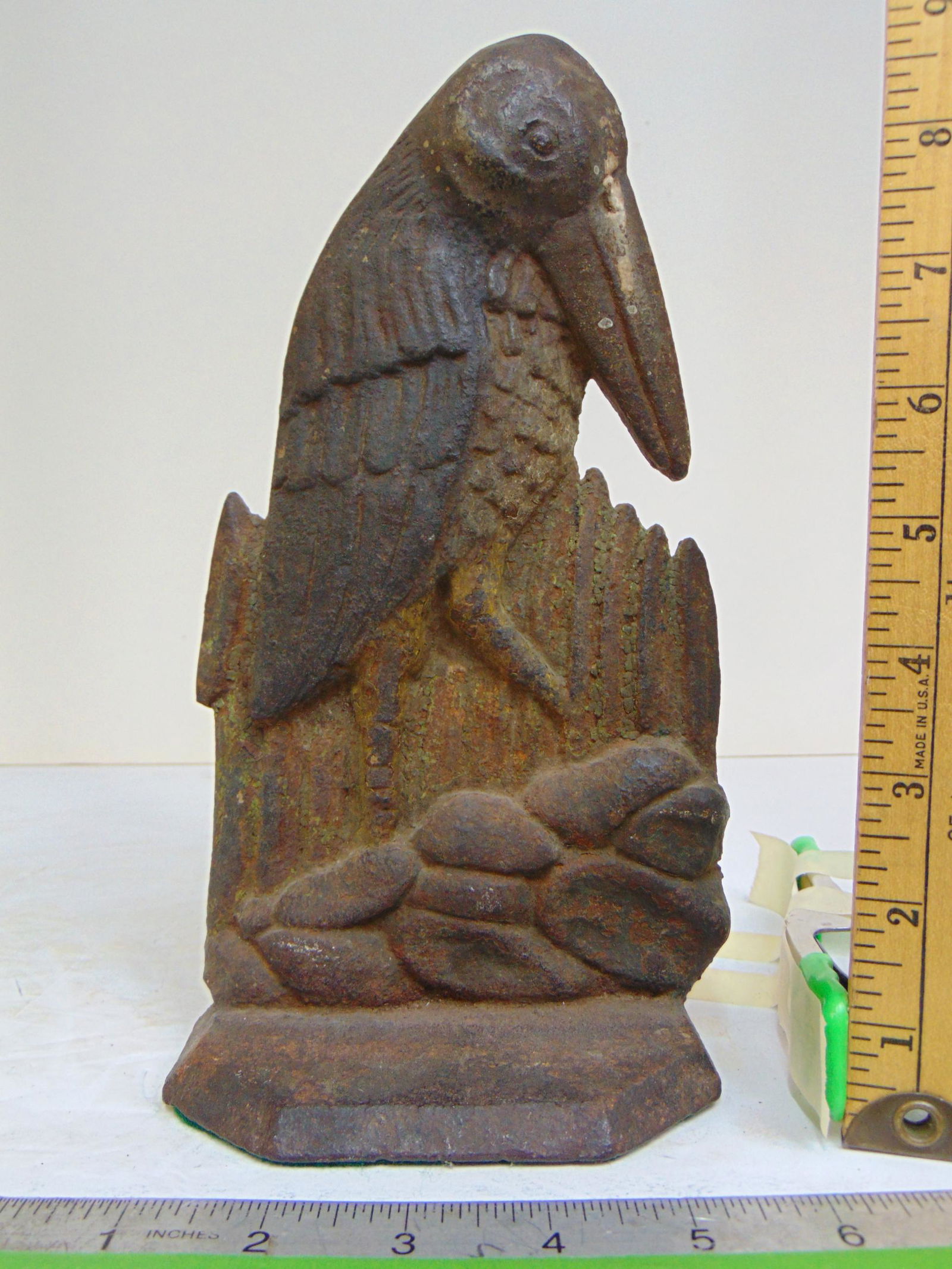 Cast iron Rook, or raven doorstop, no paint, height is 9 7/8": Cast iron Rook, or raven doorstop, no paint, height is 9 7/8"