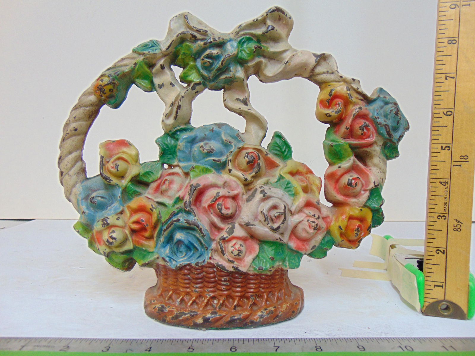 Lacs cast iron flower basket doorstop, # 757, height is 9.5" (1 of 5)