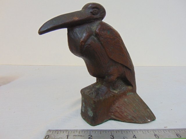 Solid bronze doorstop, pelican, bird, not painted, height is 6.25" (1 of 5)