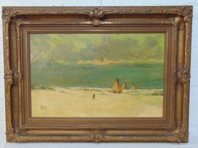 Painting, Indians in winter landscape, attributed to Astley David Middleton Cooper, oil on canvas (1 of 6)