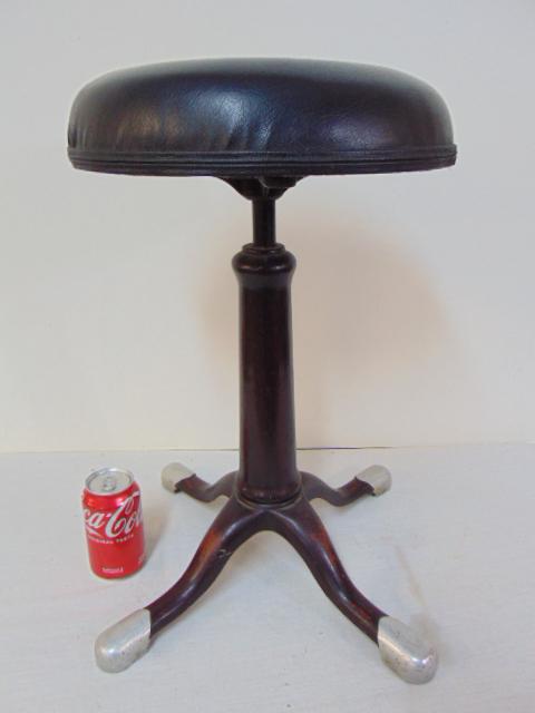 George W. Archer painted iron medical stool, Rochester, NY painted base with aluminum "toes", height (1 of 4)