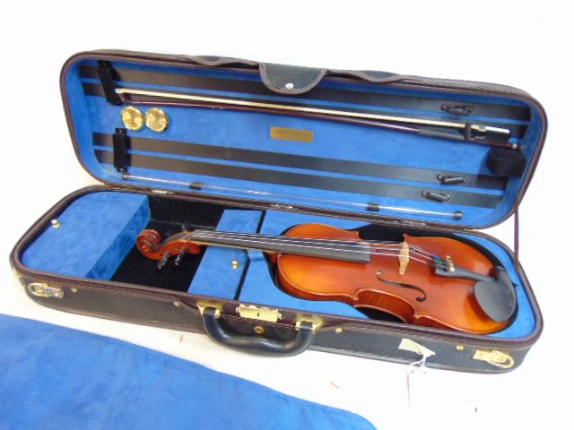 Violin in case, Louis Carpini, case labeled "Kennedy Violins", Eco Friendly series, with bow, (1 of 8)