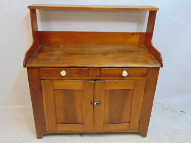 Pine work cabinet with upper shelf, 2 drawers over 2 doors base, country, 41.25" by 20", height (1 of 4)