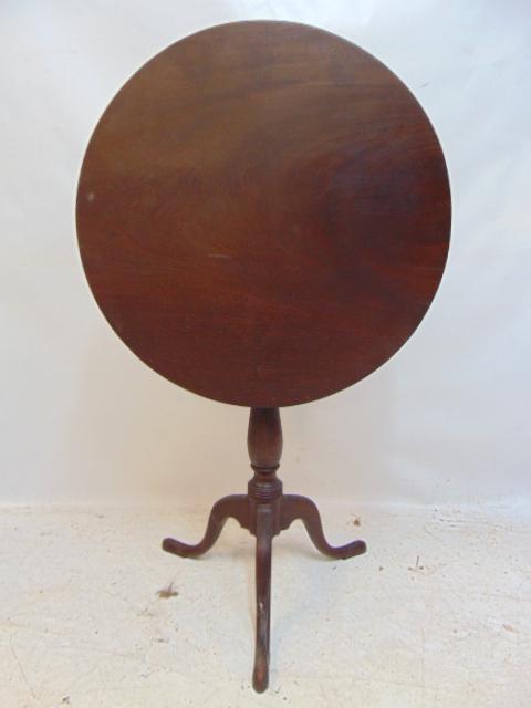 Antique tilt top side table, round top, diameter is 25.25" (1 of 4)