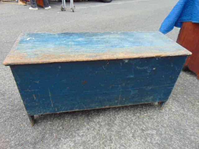 Blanket box is nice blue paint, 51.75" wide, 18.75" deep, height is 26" (1 of 7)