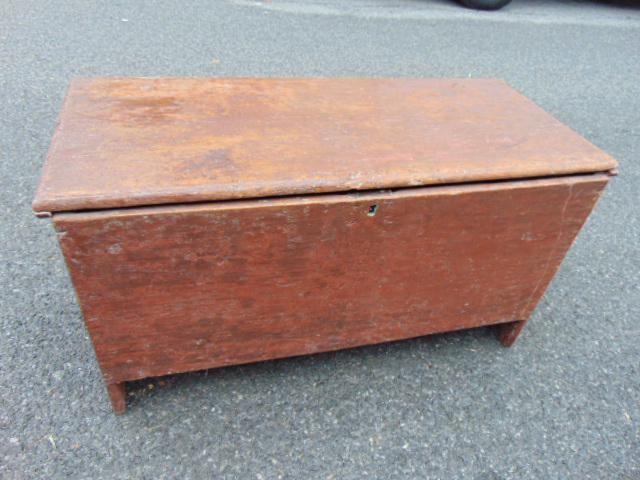 Country blanket box in old red paint, 41.5" by 18.5", height is 22.75" (1 of 6)