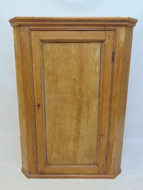 Pine single door corner cabinet, cabinet is 31.25" wide, depth is 17", height is 43.75" (1 of 4)