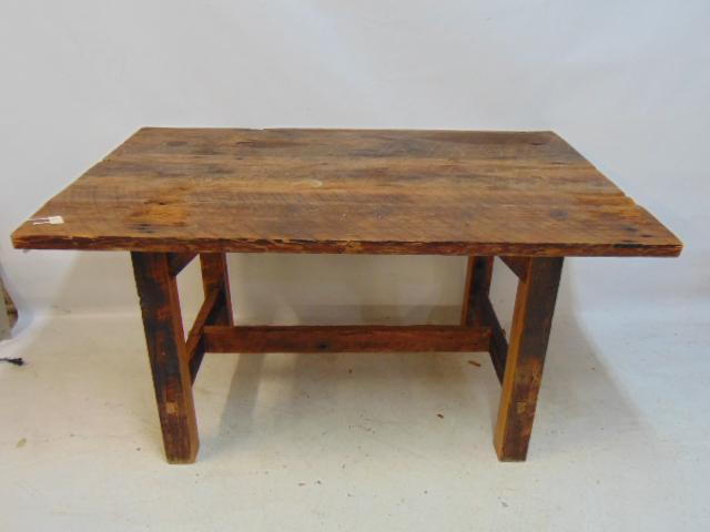 Pine Louisiana reclaimed barge wood table, top is 53.5" by 35.5", height is 29" (1 of 4)