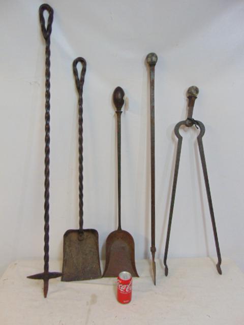 2 sets oversized fireplace tools, twisted metal poke & shovel & set 3 fireplace tools (1 of 6)