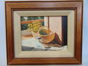 Miniature painting, Jane Mihalik, "Still Life with Basket", oil on Masonite, 3 5/8" by 4.75"