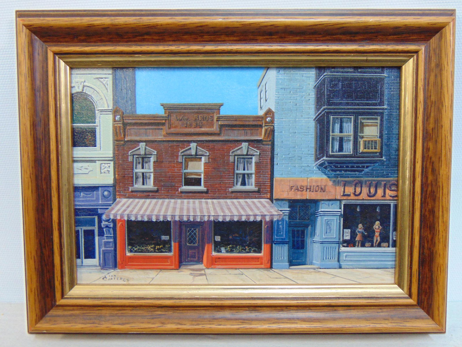 Miniature painting, Alan L. Carter, "Downtown", acrylic on board, 4" by 6", Miniature Art Society of (1 of 5)