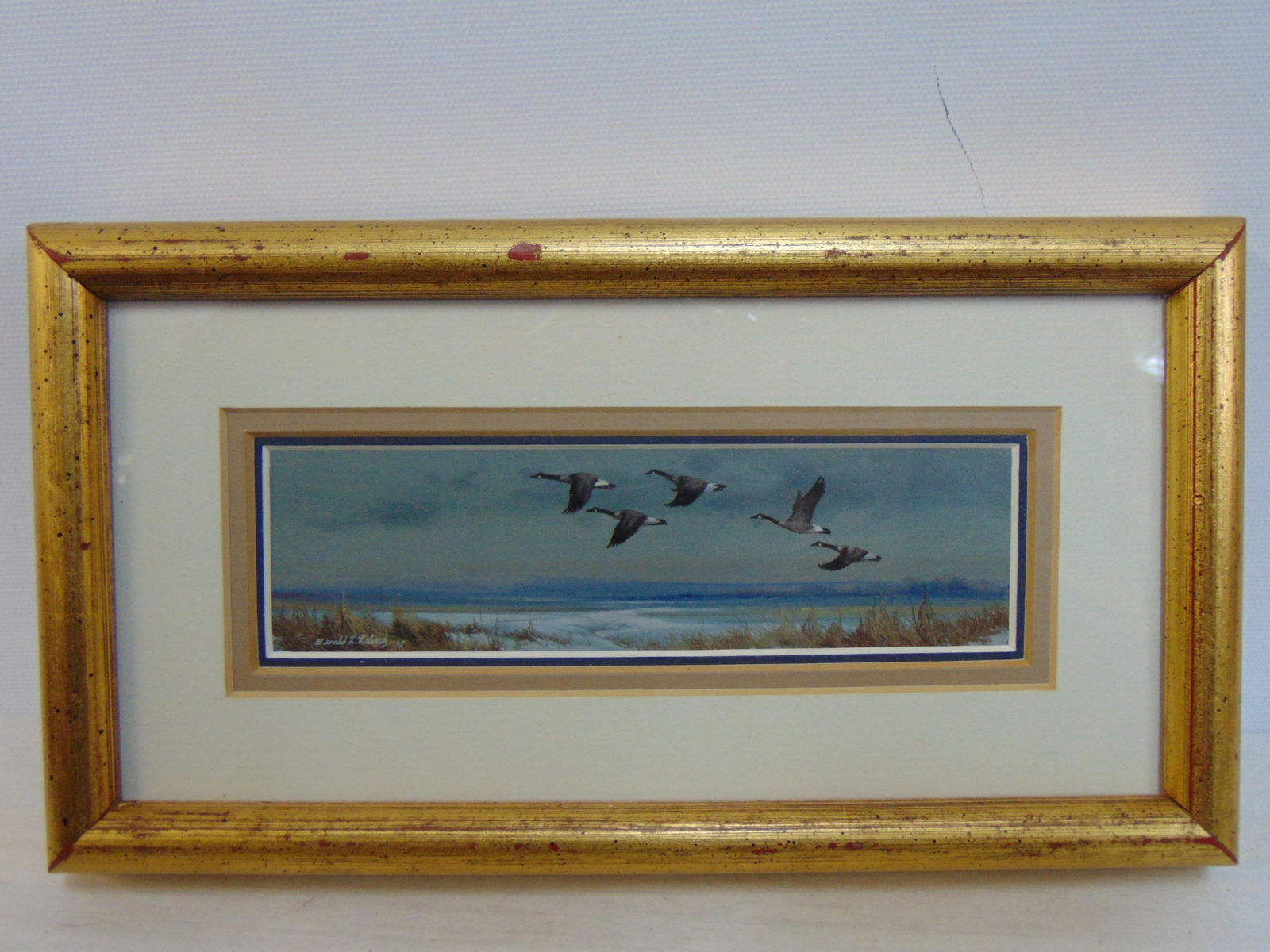 Miniature painting, Gerald L. Lubeck, "Winter Wings", 1.5" by 5.5", oil, Miniature Art Society of (1 of 5)