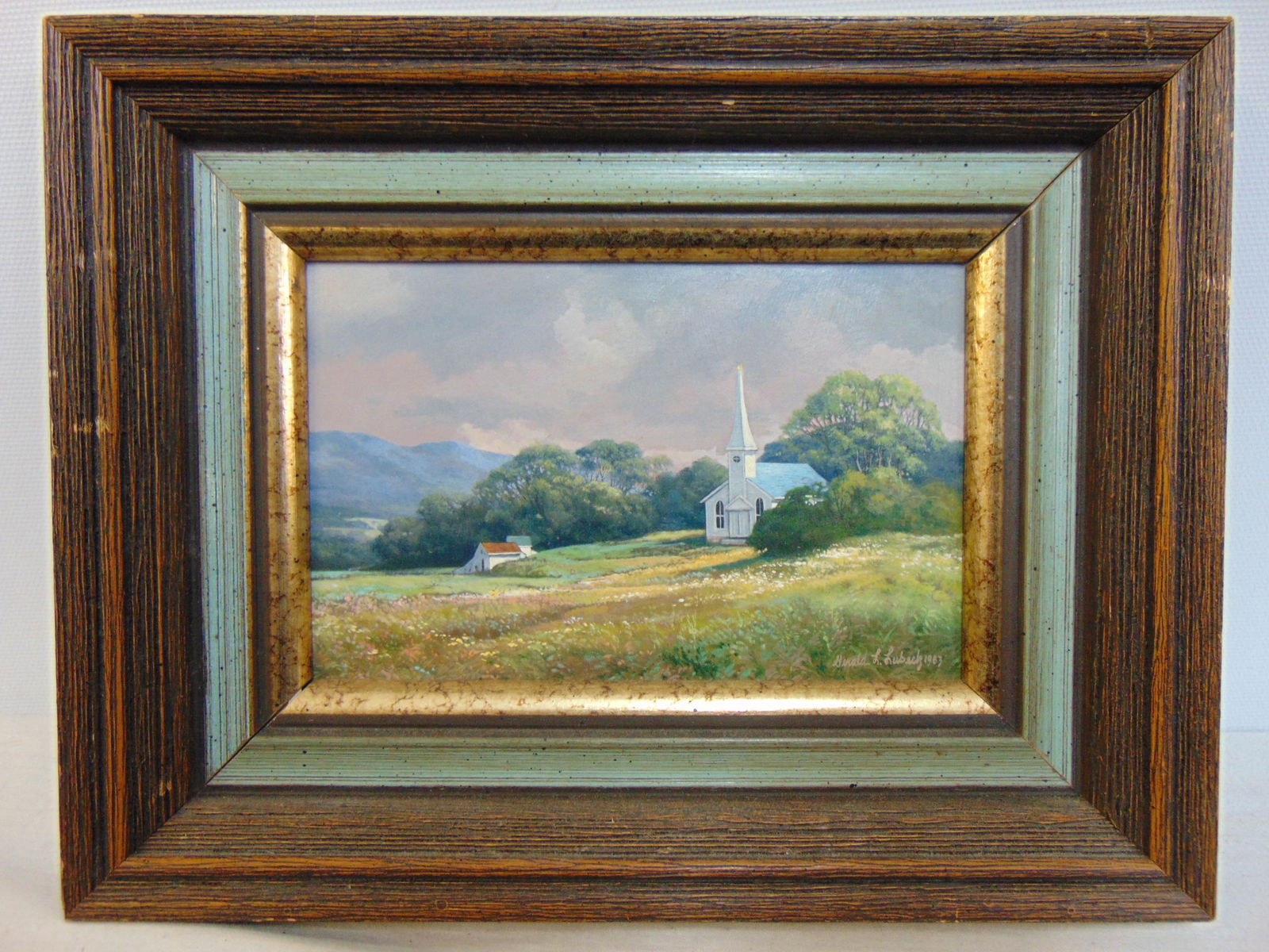 Miniature painting, Gerald L. Lubeck, "Summer Meadows", oil, 3.5" by 5.5", Miniature Art Society of (1 of 4)