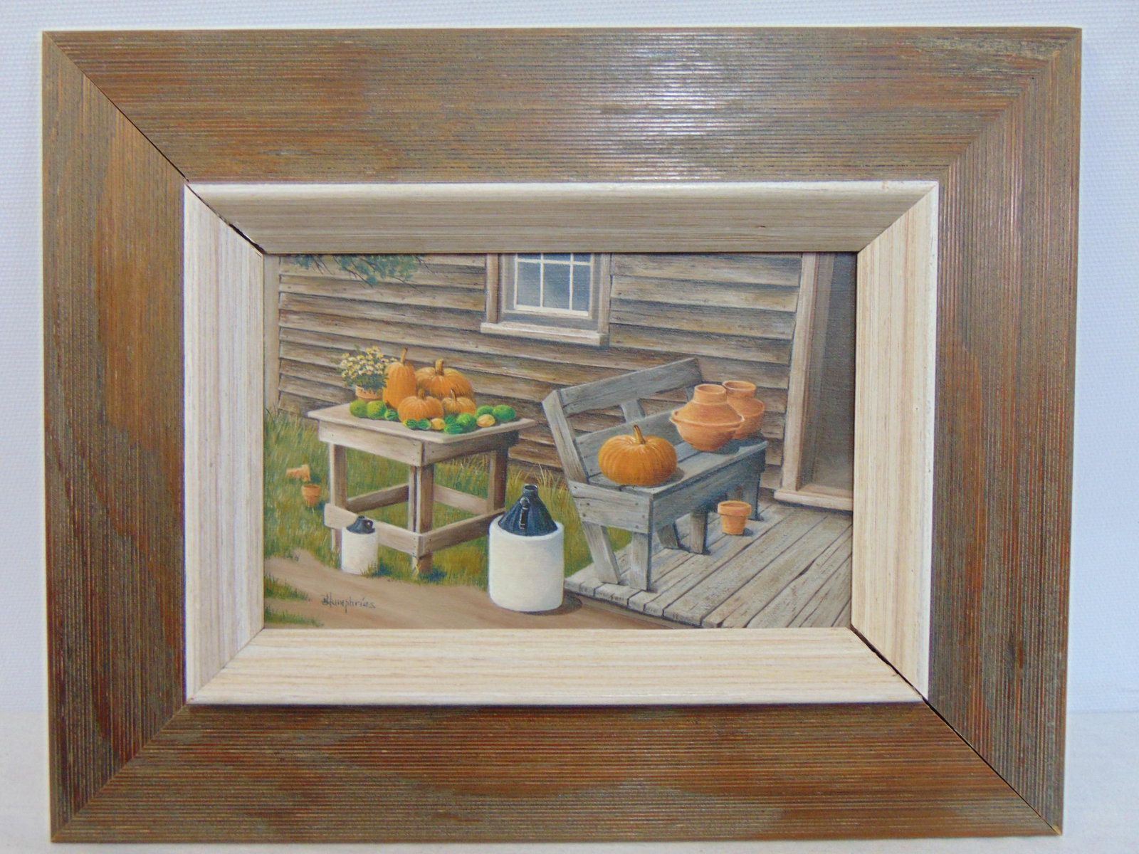Miniature painting, Robert J. Humphries, "Pumpkins and Pottery", oil, 3.5" by 5.5", Miniature Art: Miniature painting, Robert J. Humphries, "Pumpkins and Pottery", oil, 3.5" by 5.5", Miniature Art Society of N.J.