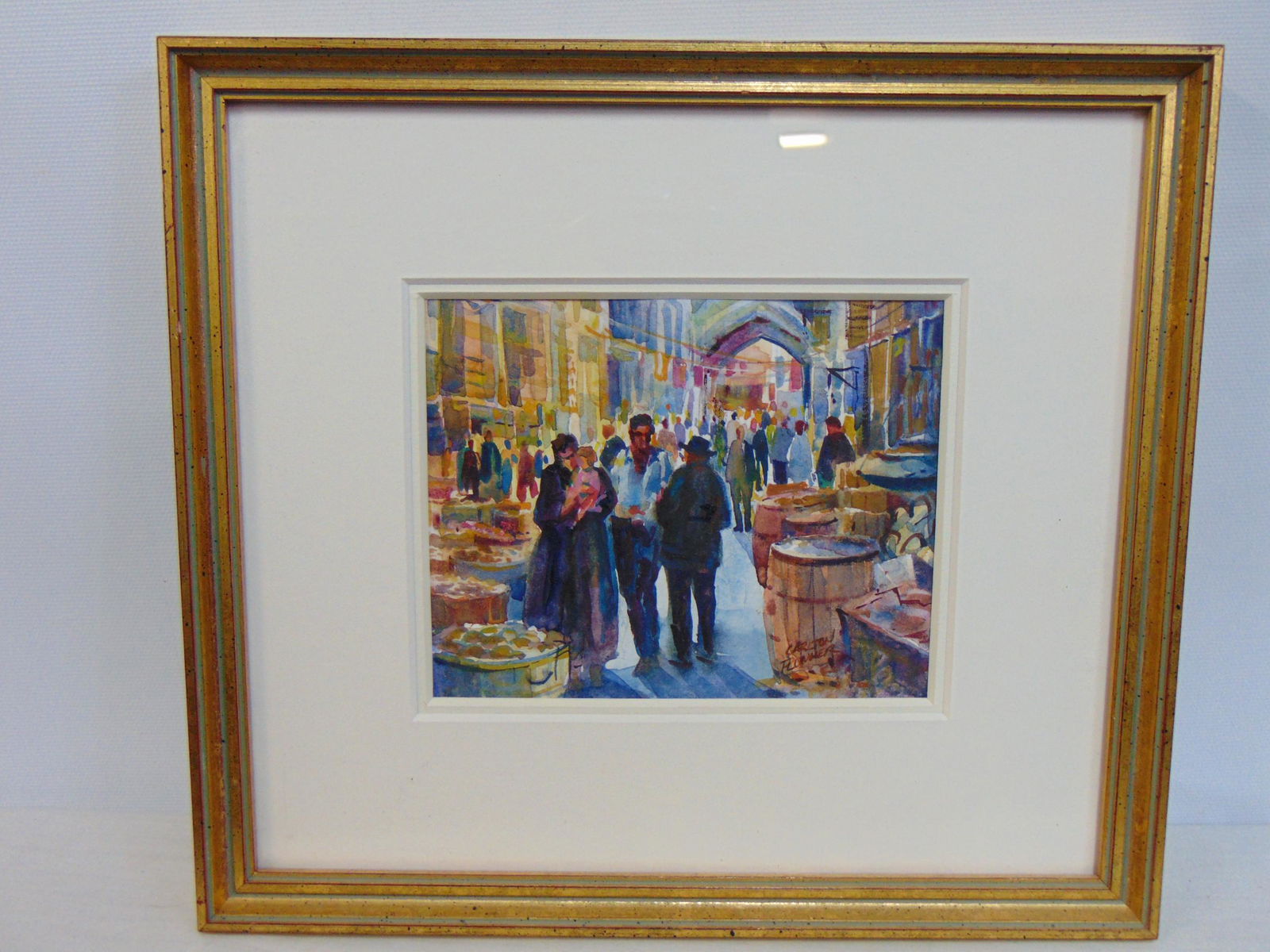 Miniature painting, Carlton Plummer, "Market", watercolor, 4" by 5", Miniature Art Society of N.J. (1 of 4)