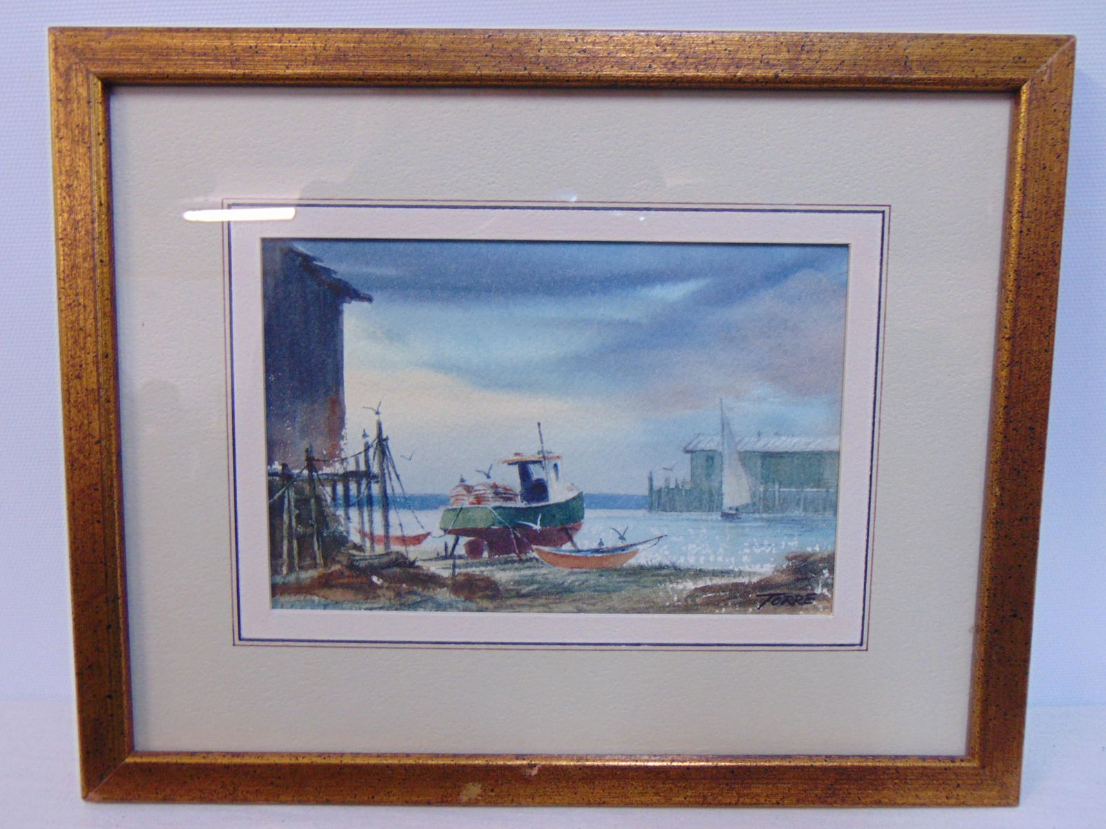 Miniature painting, Joseph A. Torre, "Lobster Boat", watercolor, 3.75" by 5.75", Miniature Art (1 of 4)