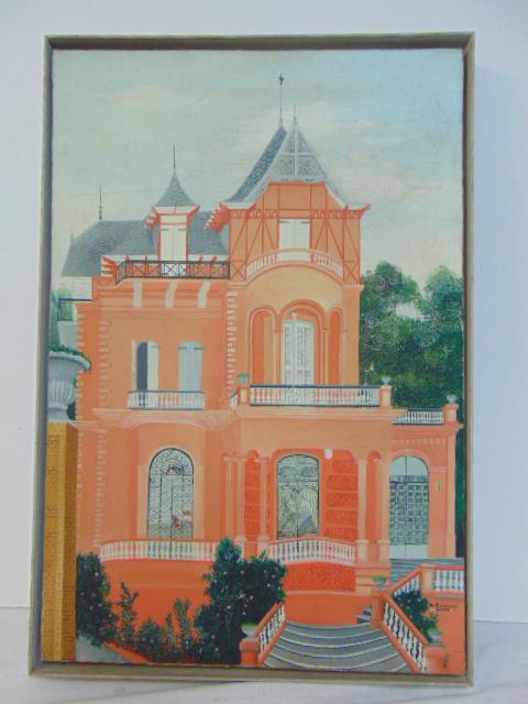 Painting, Haitian. Victorian House, Go. Semerand, oil on canvas, 16" by 24": Painting, Haitian. Victorian House, Go. Semerand, oil on canvas, 16" by 24"