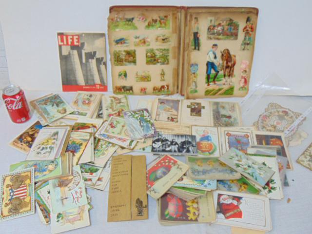 Large collection vintage postcards, Halloween, Christmas, Victorian, also includes scrapbook, (1 of 10)