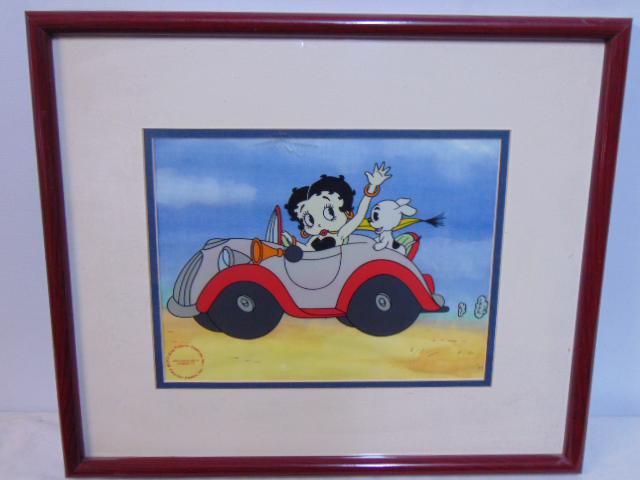 Cartoon cel, Betty Boop in car, 1991 King Features, 8" by 10.5", limited edition serigraph cel, (1 of 4)