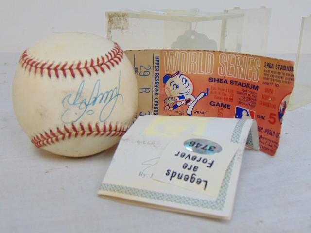 Signed baseball, Luis Sojo,with paperwork, certificate, in Lucite box, also includes World Series (1 of 4)