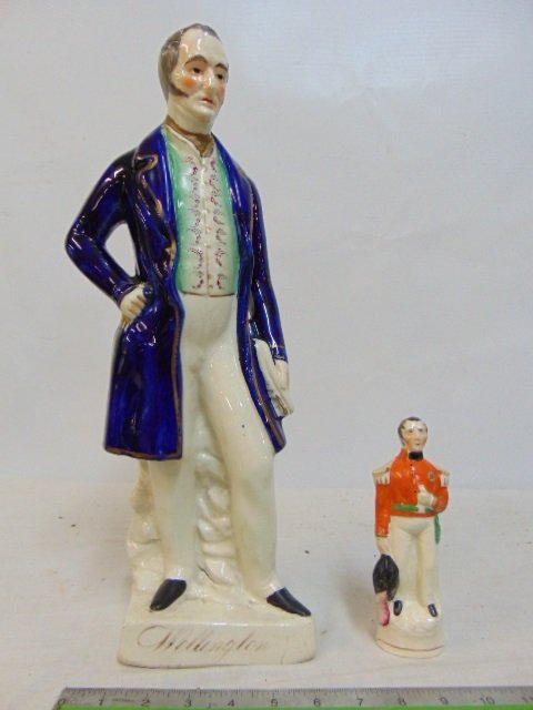 2 Staffordshire figures, Duke of Wellington, one large, one small. (1 of 4)