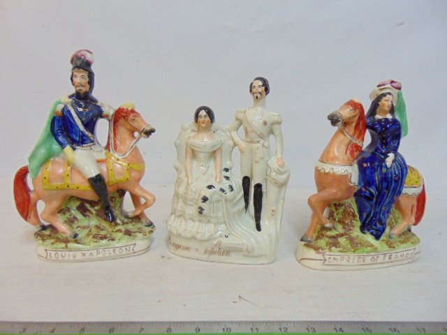 3 Napoleonic Staffordshire figures, Louis Napoleon, Eugenie & Napoleon and Empress of France (1 of 9)