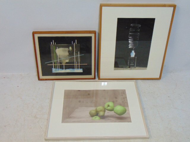3 paintings, "Afternoon Wind", collage by Howard Hussey; " Flying Apples & Flying Pears", by Volker (1 of 8)