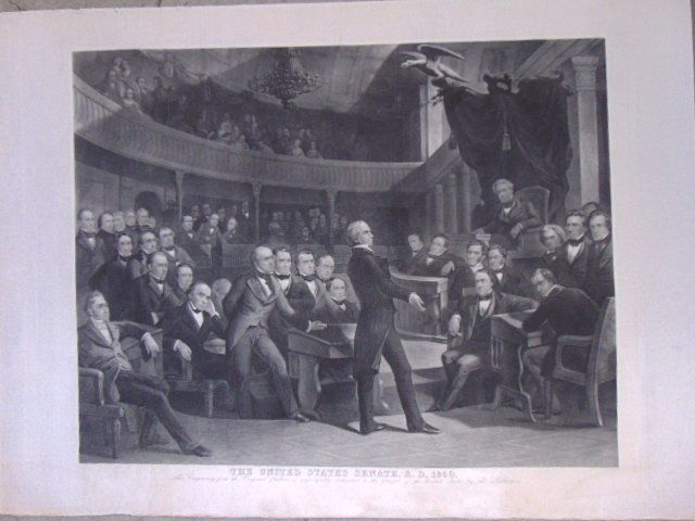 Large engraving, "The US Senate, AD 1850, engraved by R. Whitechurch, 33" by 44.75",(total sheet) (1 of 5)