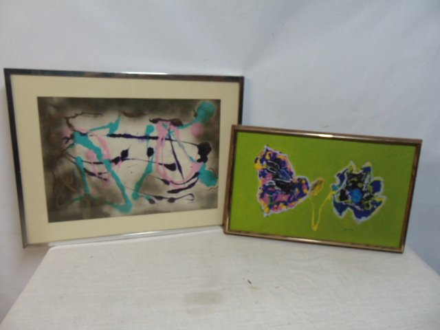 2 paintings, abstracts, M. Mann & Greenstein, watercolor on paper, 15" by 21.75" signed Mann & mixed (1 of 6)