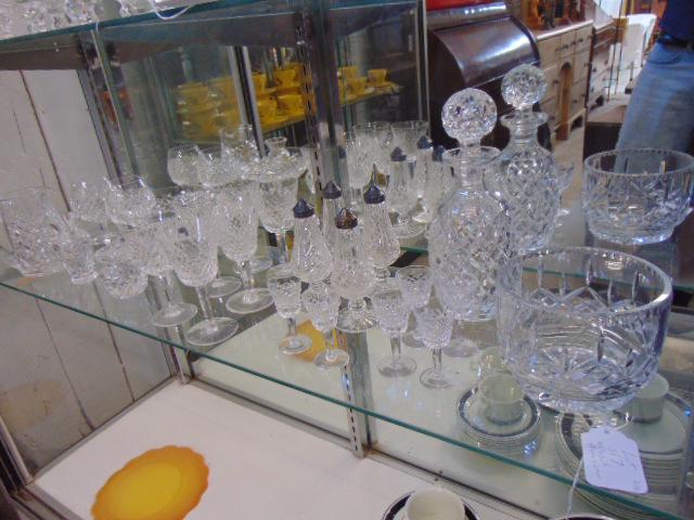 Waterford, Alana & other crystal, includes 6 wine glasses, 2 cognac glasses, 6 cordials, decanter,: Waterford, Alana & other crystal, includes 6 wine glasses, 2 cognac glasses, 6 cordials, decanter, bowl & more