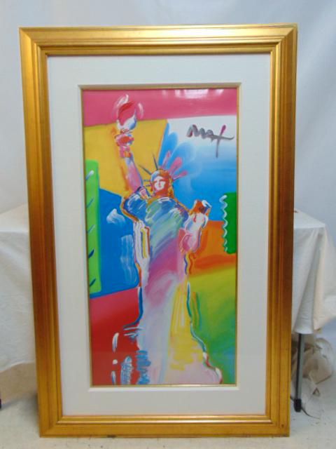 Mixed Media, "Statue of Liberty", Peter Max, 38" by 19": Mixed Media, "Statue of Liberty", Peter Max, 38" by 19"