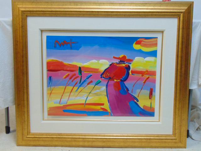 Mixed Media, "Walking in Reeds", Peter Max, 17.5" by 23.75": Mixed Media, "Walking in Reeds", Peter Max, 17.5" by 23.75"