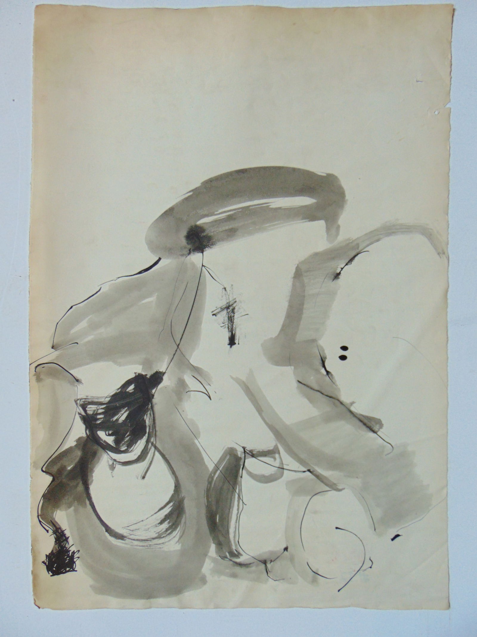 Watercolor on paper, abstract scene, unsigned, 26.75" by 18.5" (1 of 1)