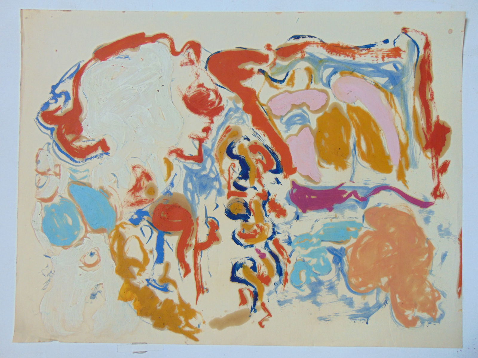 Watercolor on paper, abstract scene in color, unsigned, 24" by 18" (1 of 1)