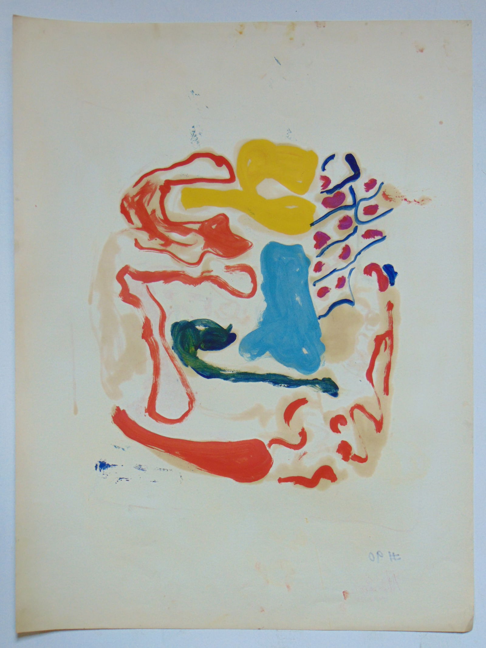 Watercolor on paper, abstract composition in colors, double sided, unsigned, 24" by 18" (1 of 2)