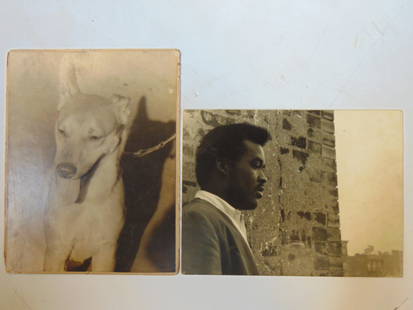 2 photographs, Marzette Watts by a brick wall & a dog, 10.25" by 13.5": 2 photographs, Marzette Watts by a brick wall & a dog, 10.25" by 13.5"