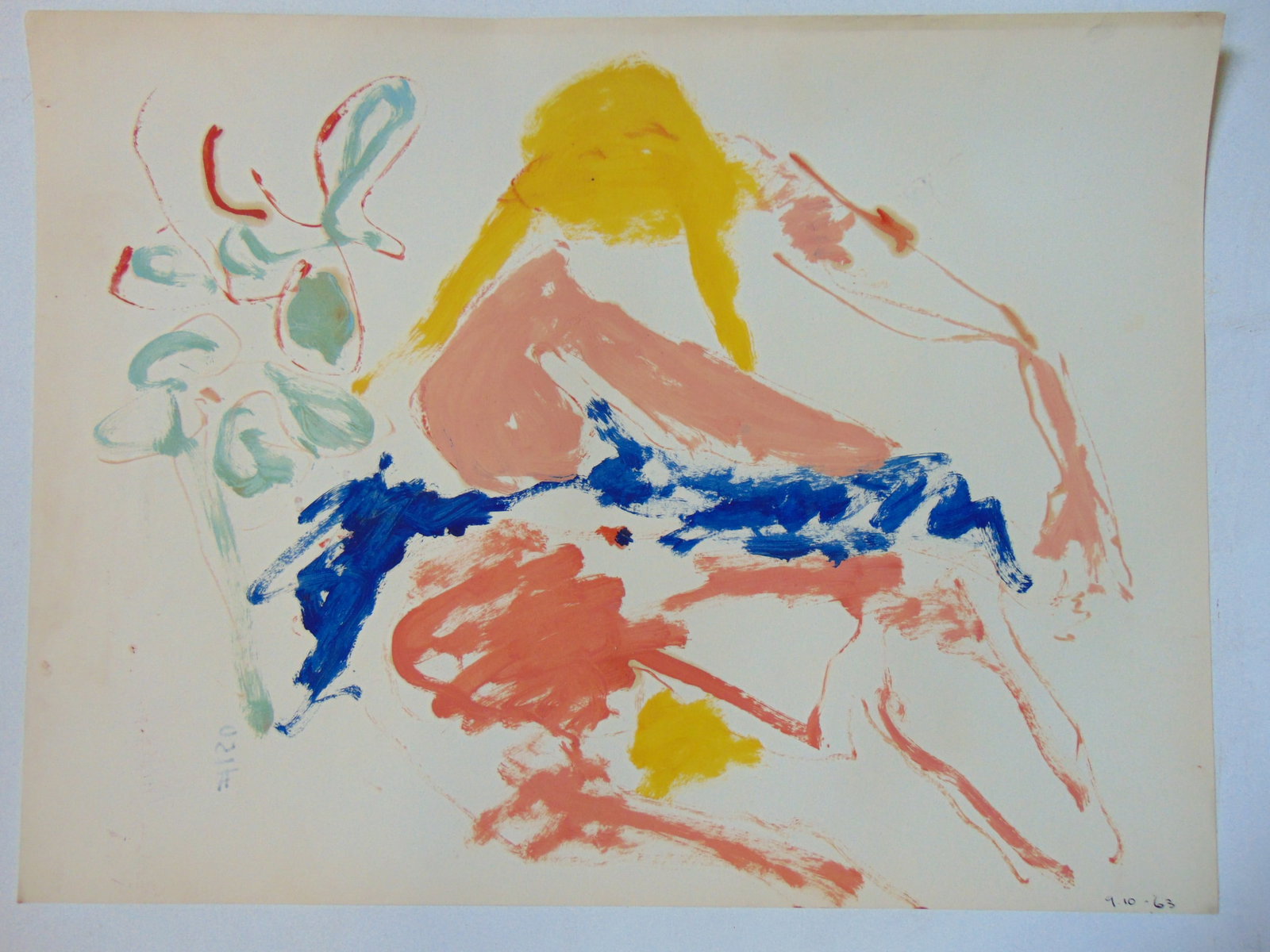 Watercolor on paper, abstract in color, signed & dated, 1963, 18" by 24" (1 of 1)