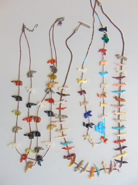 Jewelry. (3) Native American hardstone Fetish necklaces animals, fish, etc... (1 of 6)