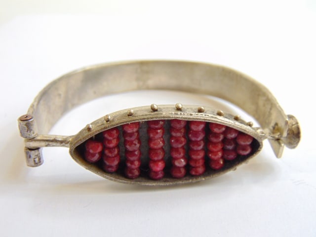 Jewelry. Artist signed modernist design bracelet w/ gemstones sterling silver (1 of 4)