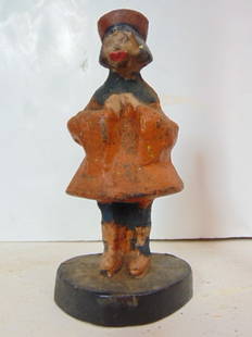 Heavy figural cast iron doorstop, Chinese figure, solid, height is 7.75": Heavy figural cast iron doorstop, Chinese figure, solid, height is 7.75"