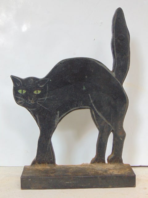 Cast iron arched back cat doorstop, height is 11.75" (1 of 3)
