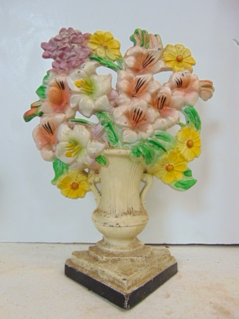 Cast iron doorstop, Hubley 489, Gladiolus doorstop, 10" tall: Cast iron doorstop, Hubley 489, Gladiolus doorstop, 10" tall