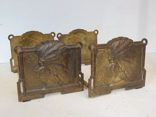 2 pair matching Indian head adjustable bookends, adjustable in width from 8" to 14.25", one pair (1 of 6)