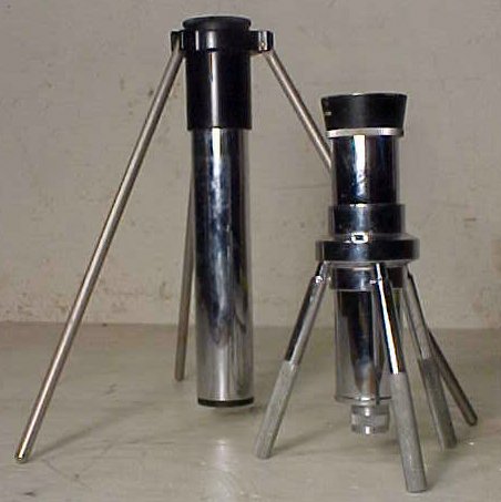 Two field microscopes with removable legs: Two field microscopes, One with folding legs, One with screw-in legs