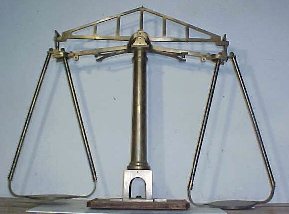 Huge (41" tall) brass balance, Henry Troemner, Phi: Huge (41" tall) brass balance, Henry Troemner, Philadelphia, missing some parts