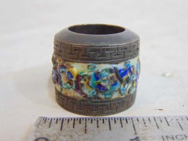 Chinese archer ring, silver & enamel, no markings. (1 of 4)