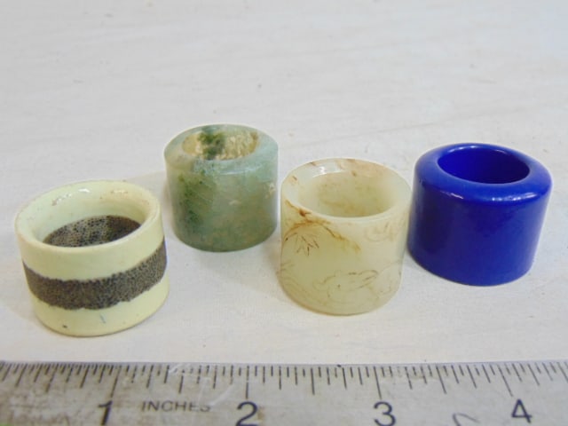Lot 4 Chinese archer rings, Jade, carved stone, porcelain (1 of 11)