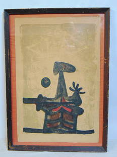 Rufino Tamayo lithograph, "Hombre, Luna Y Estrellas", edition 19/200, pencil signed, embossed with: Rufino Tamayo lithograph, "Hombre, Luna Y Estrellas", edition 19/200, pencil signed, embossed with Guilde de la Gravure sea, sheet is 22.5" by 15"